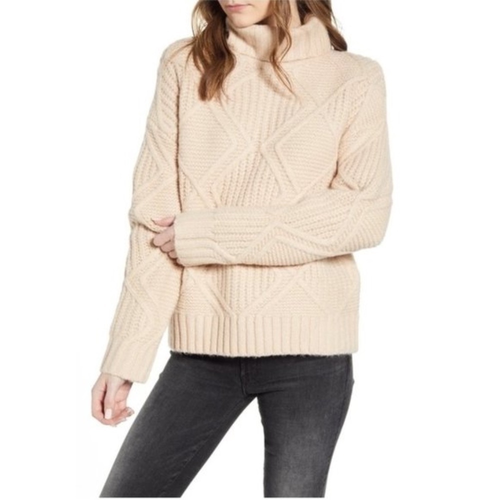Caslon Chunky Cable Knit Turtleneck Sweater
